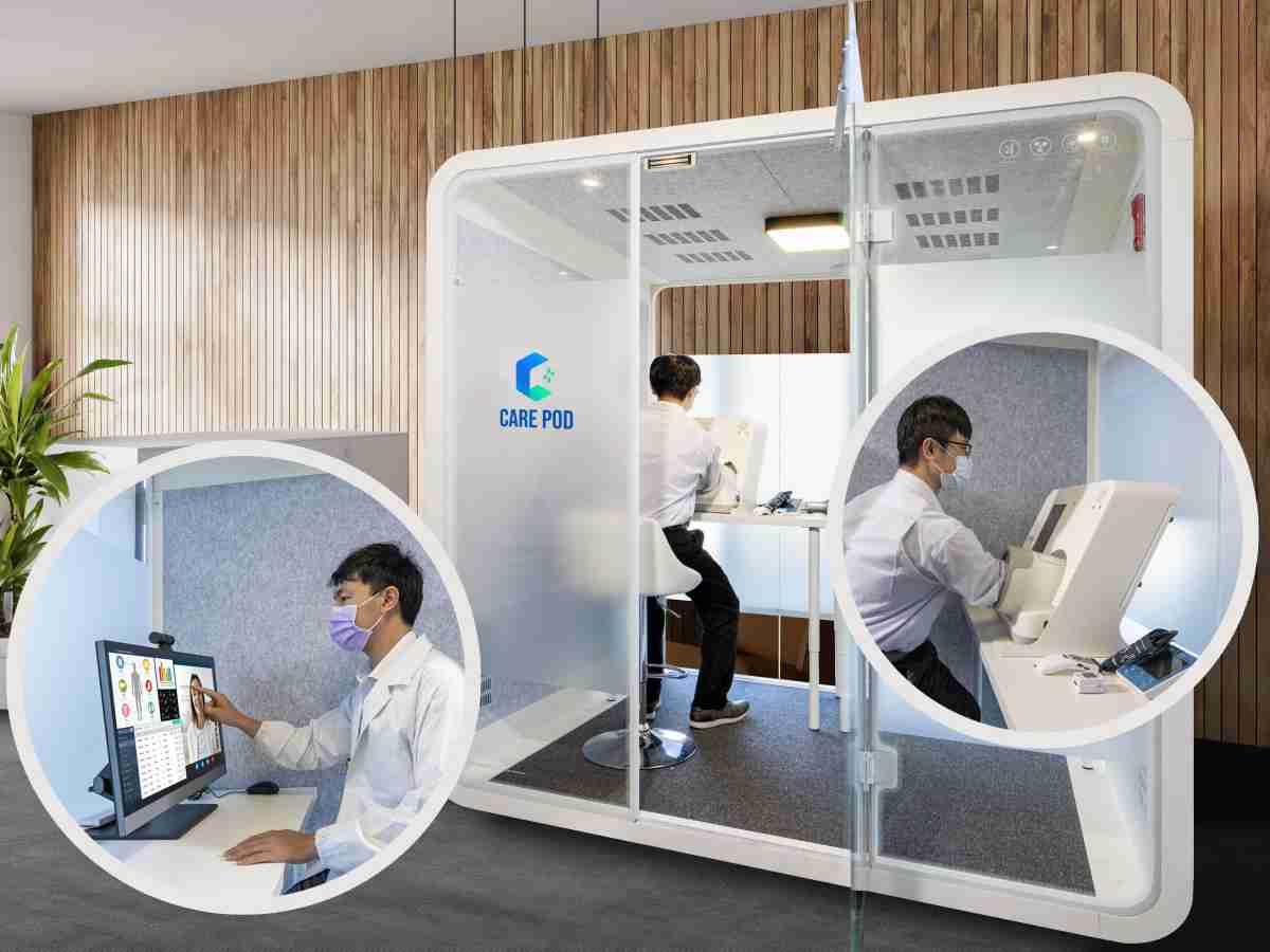 达擎于医疗科技展中展出＂远距诊疗舱＂，，，以因应医疗数字化及社会高龄化趋势下、、、复诊及慢性病患等族群对于远距看诊需求逐渐升高所推出的创新整合方案。。。多功能合一、、、高隐私性的远距诊疗舱可根据病患端与医师端的不同需求，，，提供弹性化及客制化功能，，，节省医生和病患的精力及时间