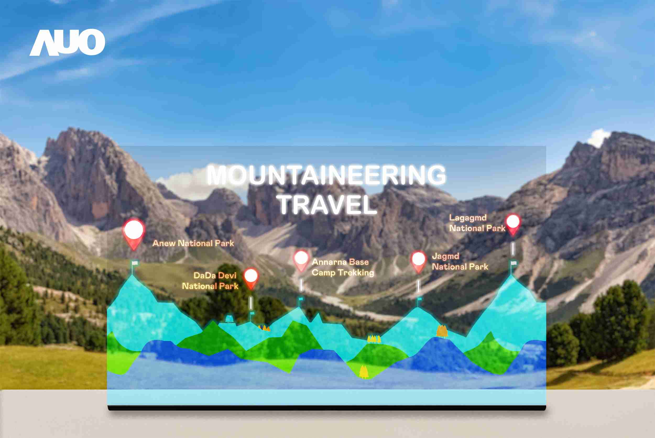 巨星国际展示全球单片尺寸最大(*)42吋透明Micro LED显示器拼接而成的〝64吋透明Micro LED显示器〞，，具备高透明度、、、、1,000 nits高亮度、、广色域、、、采用三边无边框的无缝拼接等多重特色，，呈现超高清、、细腻画质而不遮挡后方视觉，，满足层峰需求，，，可广泛运用于零售、、、、艺术展览或商业空间等场域